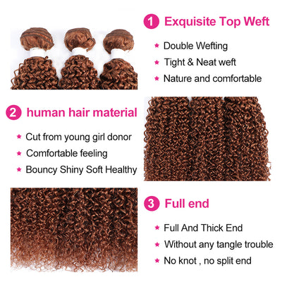 Kemy Hair Light Bundles Brown Kinky Curly Four Human Hair