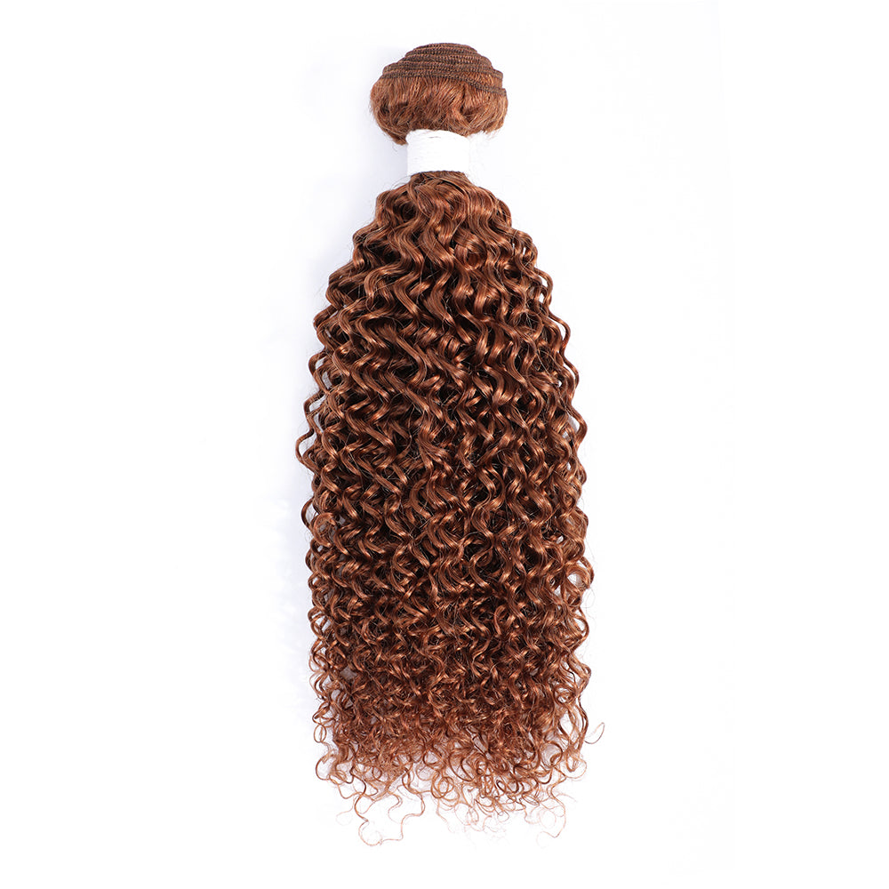 Kemy Hair Light Brown Kinky Curly One Human Hair Bundle