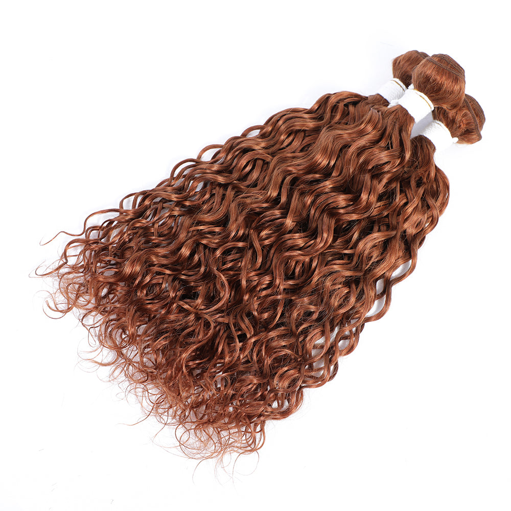 Kemy Hair Light Brown Water Wave Three Human Hair Bundles