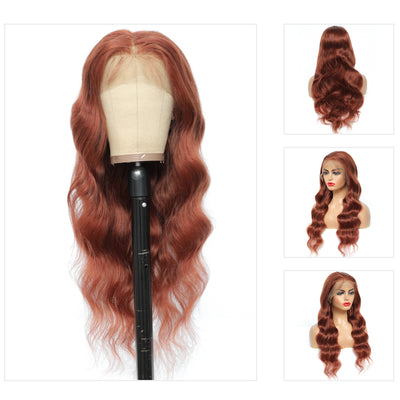 Kemy Hair Custom Auburn Cooper Red Body Wave Human Hair 13X4 Lace Front wigs 16''-26'' (33)