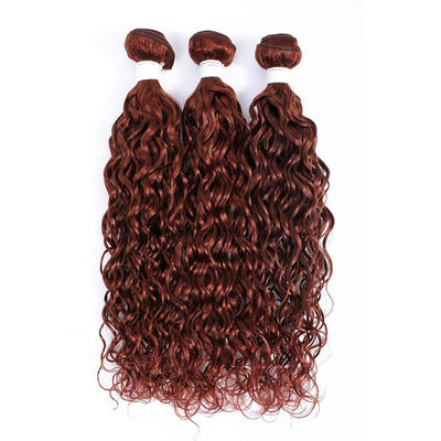 Kemy Hair Auburn Cooper Red Water Wave Three Human Hair Bundles