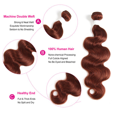 Kemy Hair Auburn Cooper Red Body Wave One Human Hair Bundle