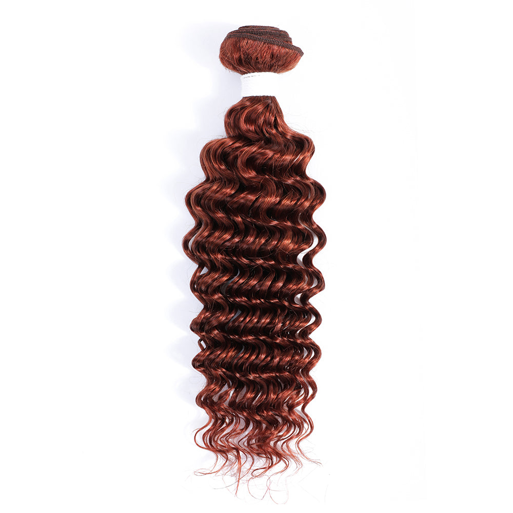 Kemy Hair Auburn Cooper Red Deep Wave One Human Hair Bundle