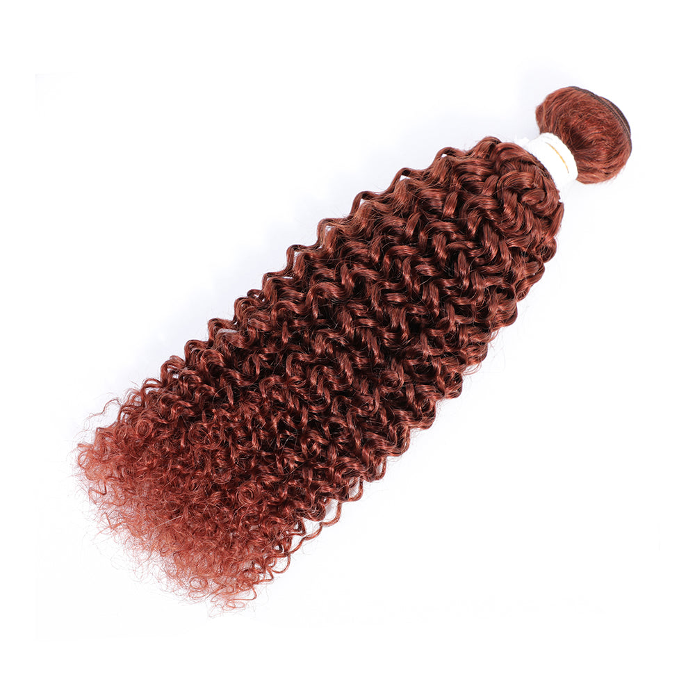 Kemy Hair Auburn Cooper Red Kinky Curly Human Hair Bundle 1 PC