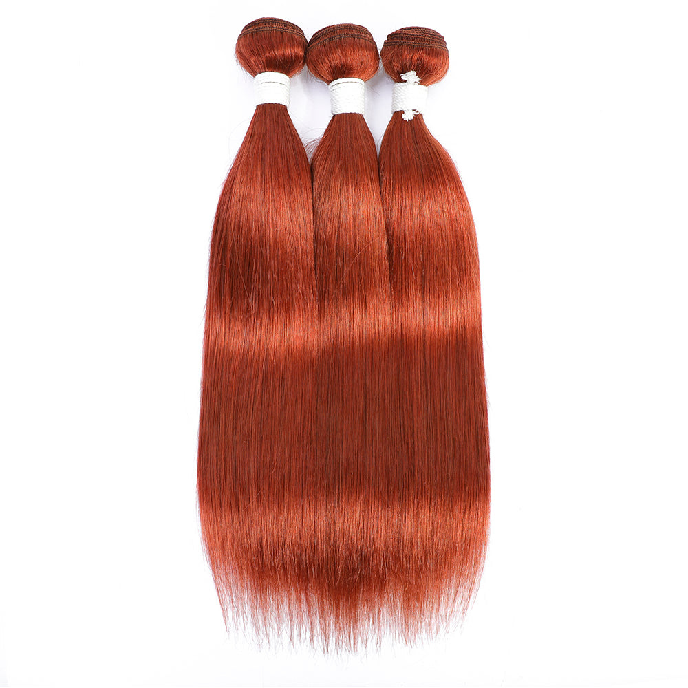 Kemy Hair Ginger Human Hair Bundles 3 PCS Remy Straight Hair Bundles