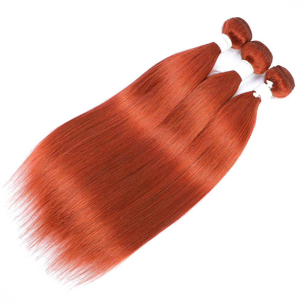 Kemy Hair Ginger Human Hair Bundles 3 PCS Remy Straight Hair Bundles