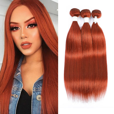 Kemy Hair Ginger Human Hair Bundles 3 PCS Remy Straight Hair Bundles