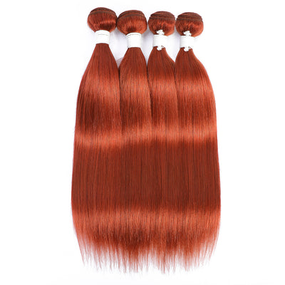 Straight Burnt Orange Color 350 Remy Human Hair Bundles 4 PCS Kemy Hair