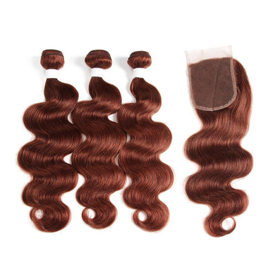 Body Wave Auburn Cooper Red Human Hair Weave 3 Bundles with Free /Middle Part 4×4 Lace Closure (33) (2909018718308)