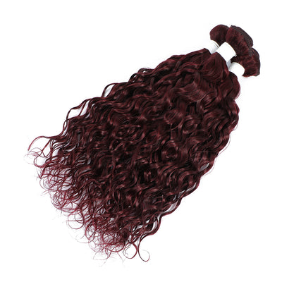 Kemy Hair 99j burgundy Water Wave Three Human Hair Bundles