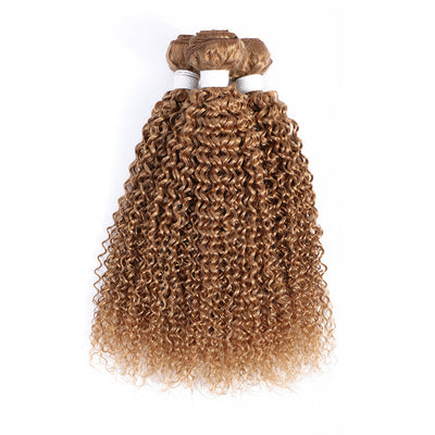 Kemy Hair Honey Blonde 3 Bundles Kinky Curly Remy Human Hair Weave