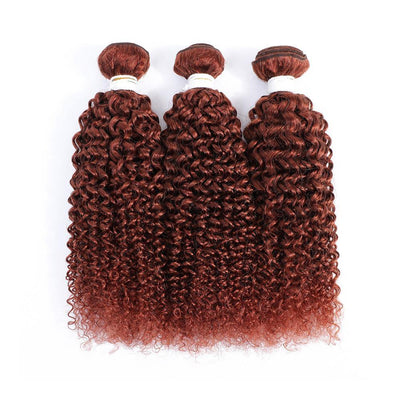 Kemy Hair Auburn Cooper Red Kinky Curly 3 PCS Human Hair Bundles