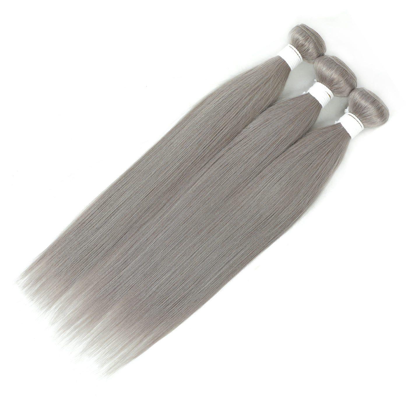 Kemy Hair Straight Silver Gray Remy 3 Human Hair Bundles 10''-26'' (4595280511046)