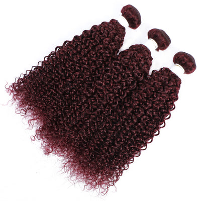 Kemy Hair 99j burgundy Red Kinky Curly 3 Bundles Human Hair Bundles