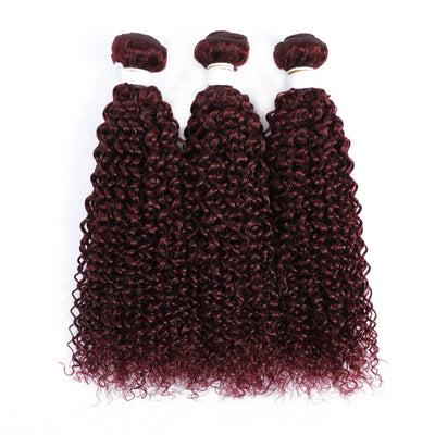 Kemy Hair 99j burgundy Red Kinky Curly Human Hair Bundle 1 PC
