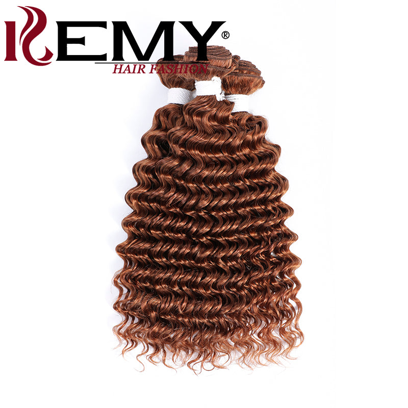 Kemy Hair Brown Deep Wave Remy 100% Human Hair Bundle 1 PC