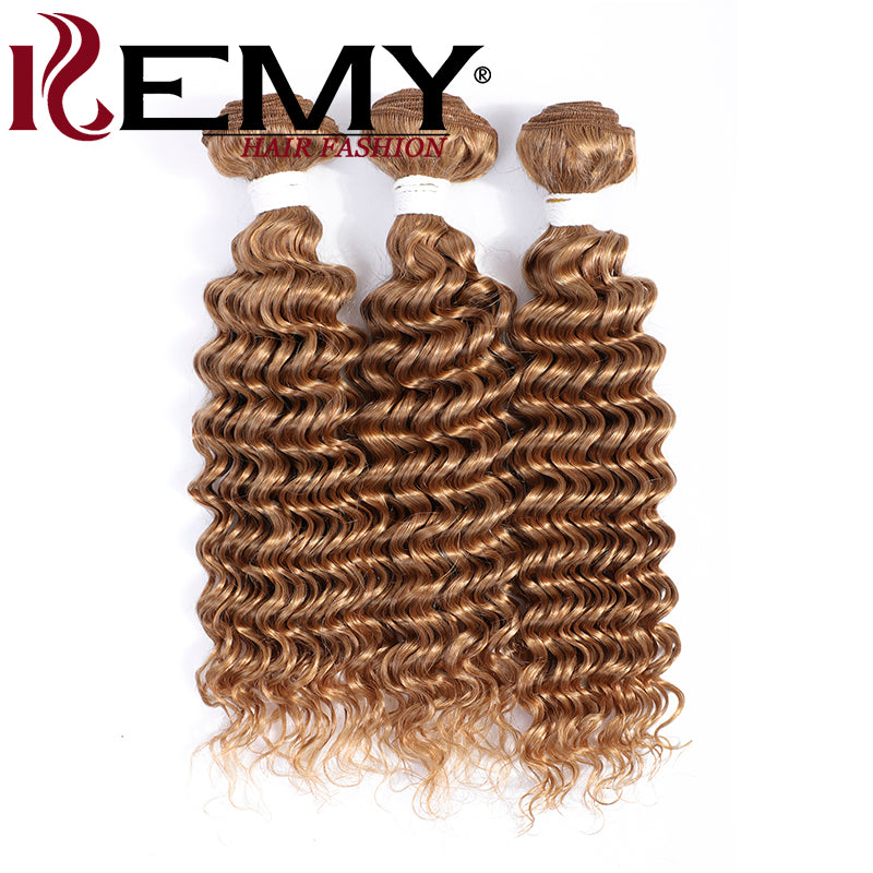 Deep Wave Honey Blonde Colored Remy Human Hair Bundles 1 PC
