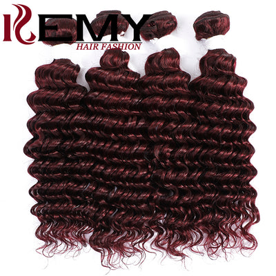 Kemy Hair 99J burgundy Deep Wave 3 Bundles Human Hair Weave Bundles