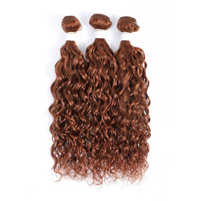 Kemy Hair  Light Brown Water Wave Four Human Hair Bundles