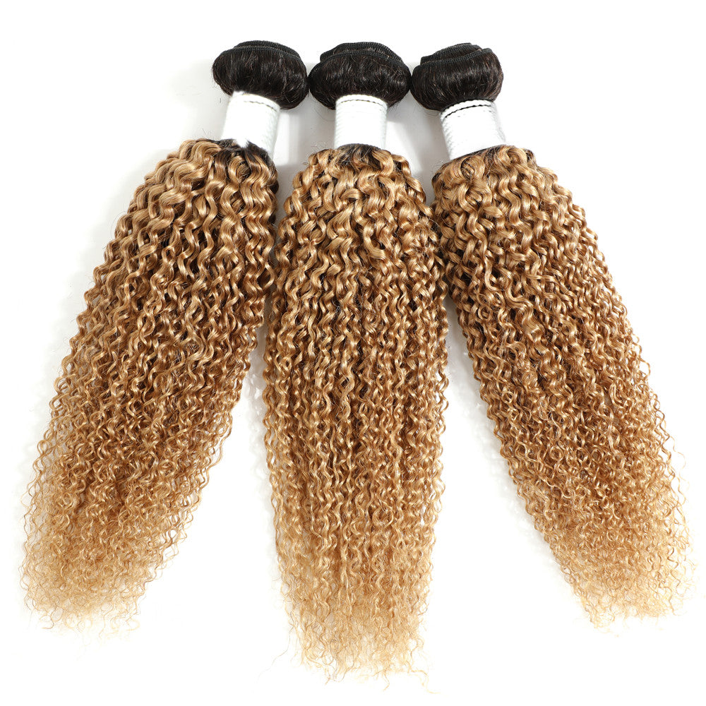 T1B/27 Ombre Honey Blonde Kinky Curly Human Hair Bundles 1PC