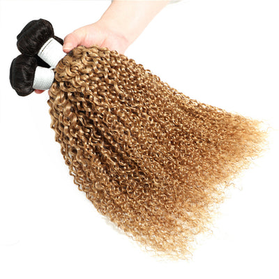 T1B/27 Ombre Honey Blonde Kinky Curly Human Hair Bundles 1PC