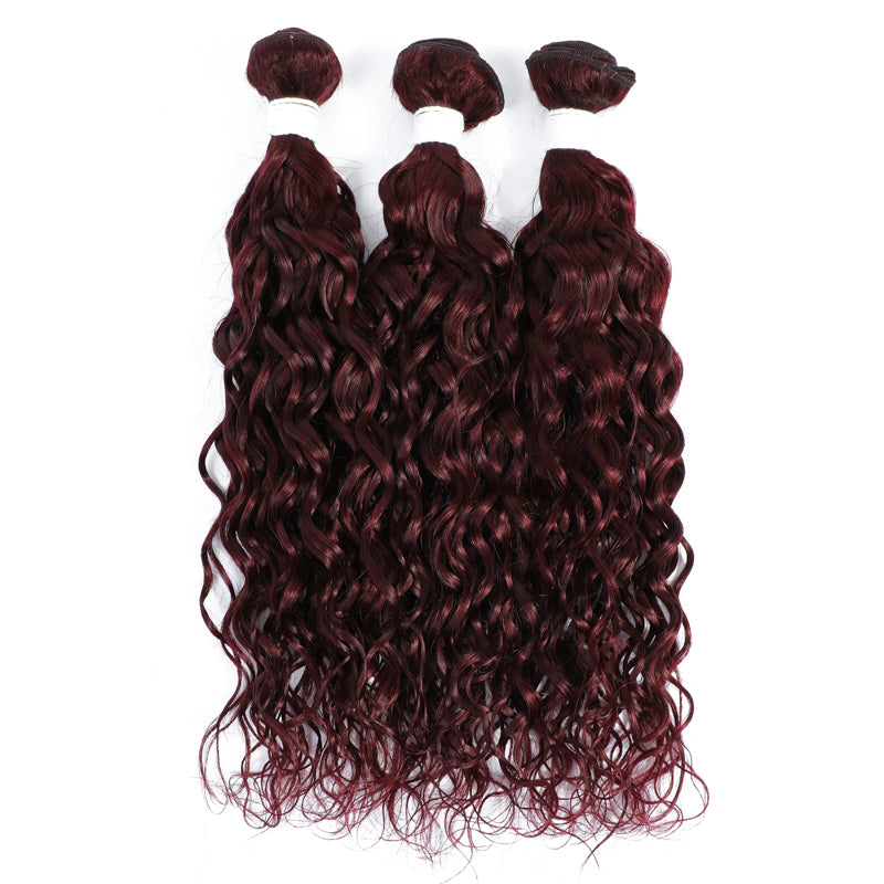 Kemy Hair 99J burgundy Red Water Wave Human Hair Weave Bundle 1 PC