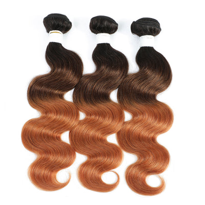 1B/4/30 Ombre Brown 3 Tone Body Wave Remy Human Hair Bundle 1 PC