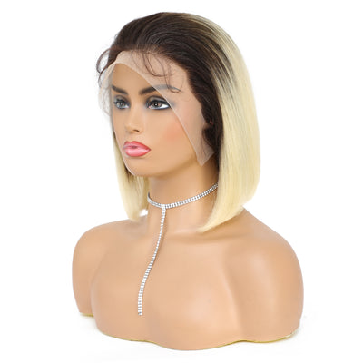 $69.99 Super Flash Sale T1B/613 Ombre Blonde Short Bob Lace Front Human Hair Wig