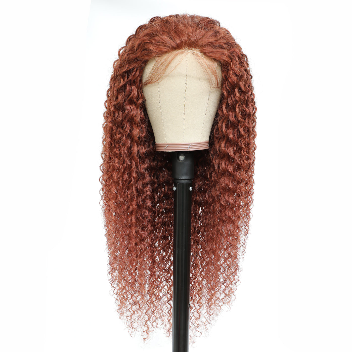 Auburn Cooper Red Kinky Culy 100% Human Hair 4x4 Lace Closure Wig
