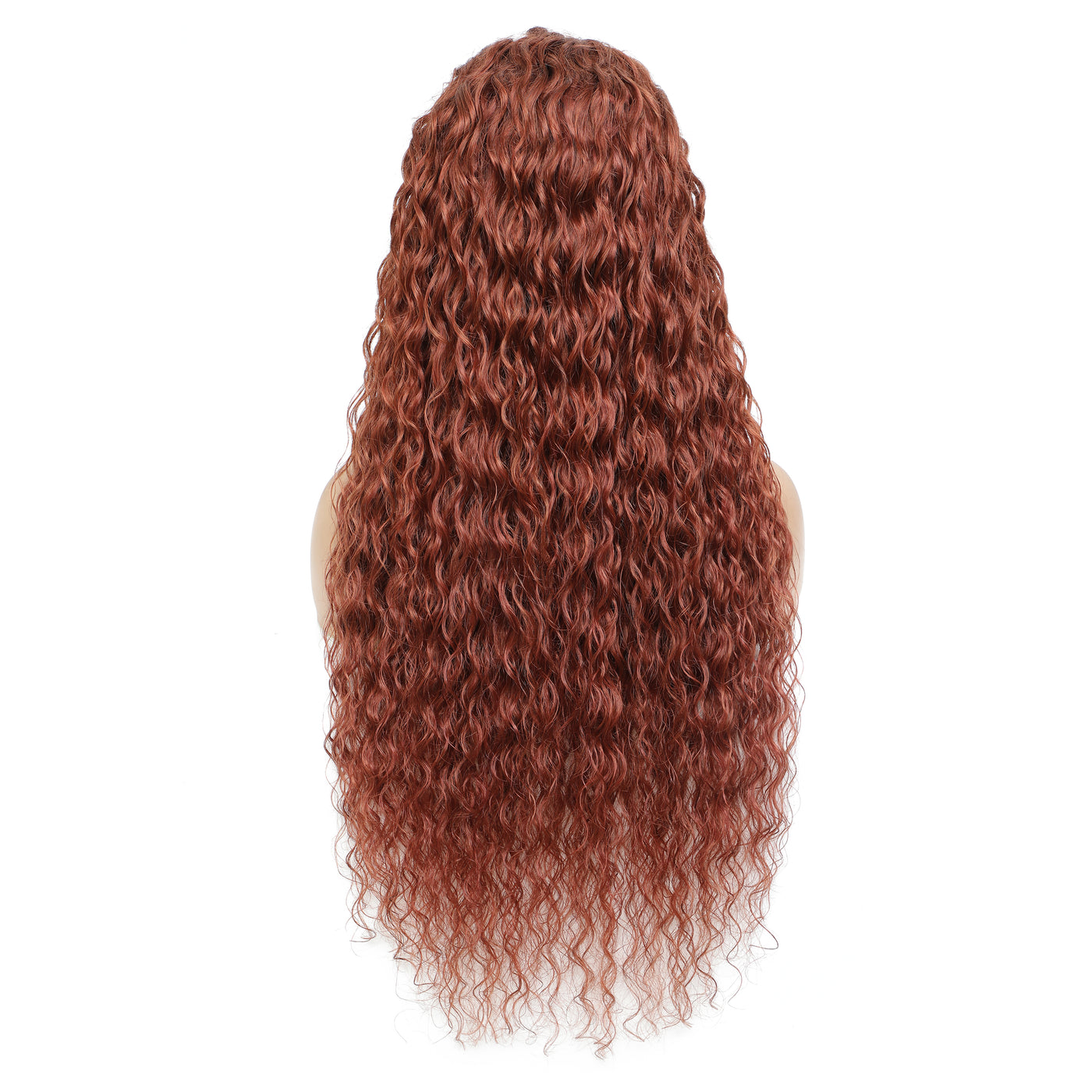 Auburn Cooper Red Water Wave Human Hair 4x4 Lace Closure Wig