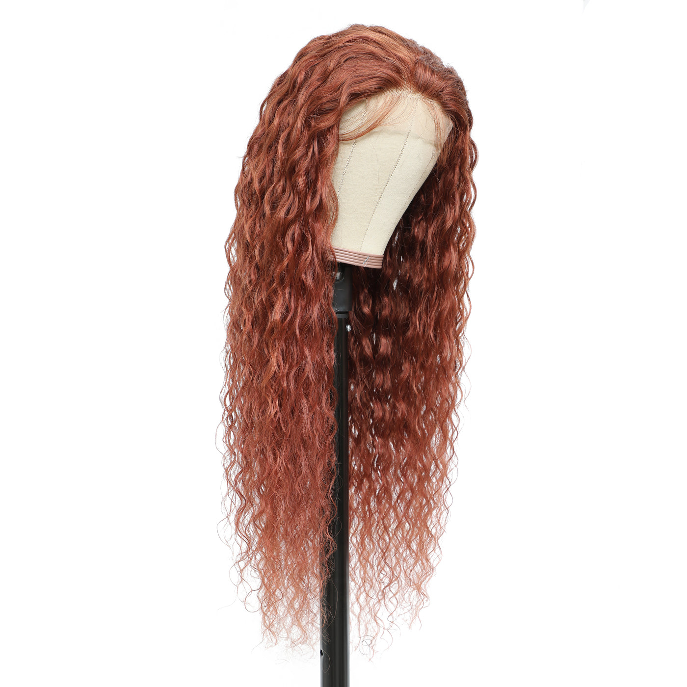 Auburn Cooper Red Water Wave Human Hair 4x4 Lace Closure Wig