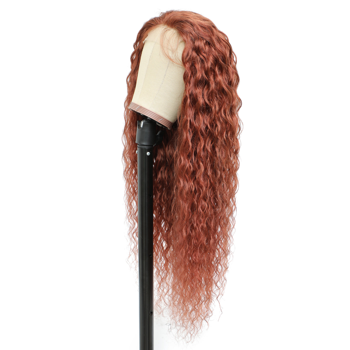 Auburn Cooper Red Water Wave Human Hair 4x4 Lace Closure Wig