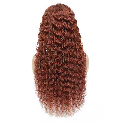 Auburn Brown Deep Wave Human Hair 4x4 Lace Closure Wig