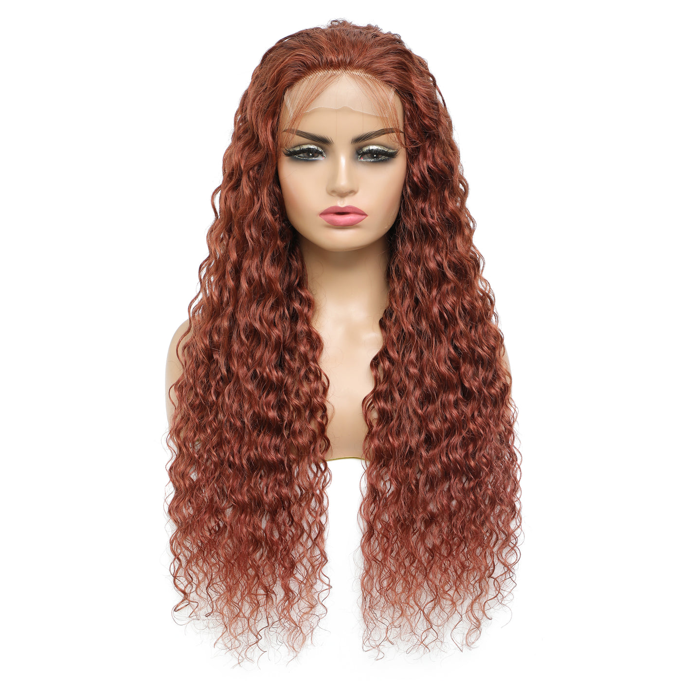 Auburn Brown Deep Wave Human Hair 4x4 Lace Closure Wig