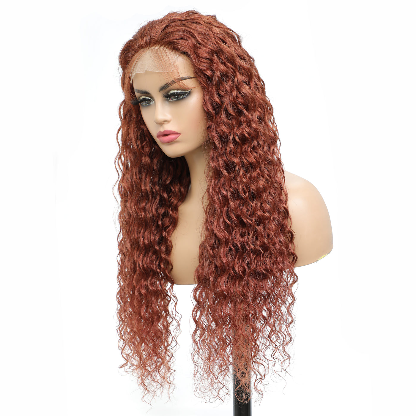 Auburn Brown Deep Wave Human Hair 4x4 Lace Closure Wig