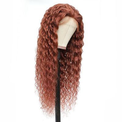 Auburn Brown Deep Wave Human Hair 4x4 Lace Closure Wig