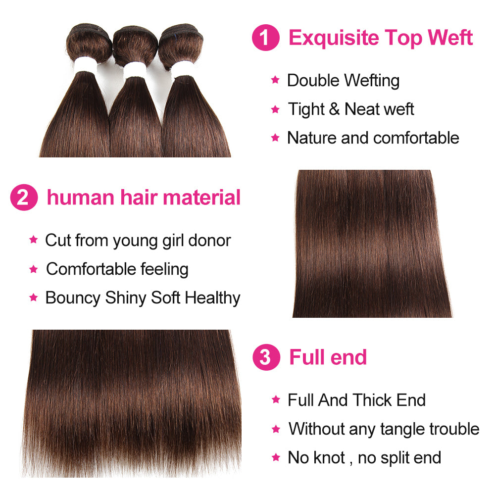 Kemy Hair Colored 100% Human Hair Weave Straight Three Hair Bundles 8-26 inch (4)
