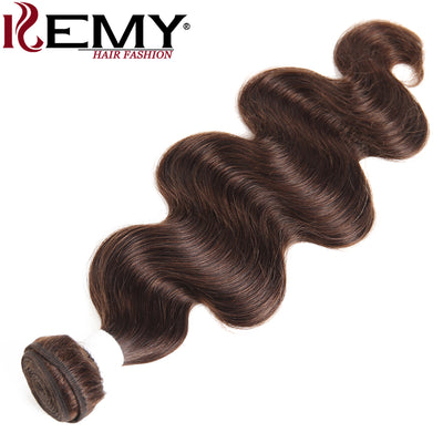 Kemy Hair Medium Brown Colored Body Wave Remy Human Hair Weave Bundles 4 PCS