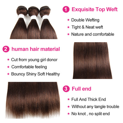 Kemy Hair Colored 100% Human Hair Weave Straight Three Hair Bundles 8-26 inch (4)