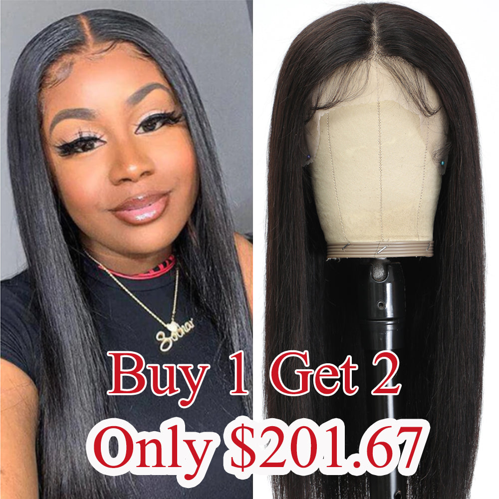 13X4X1 Part Lace Front Wigs Natural Color Human Hair Wig Buy 1 Get 2