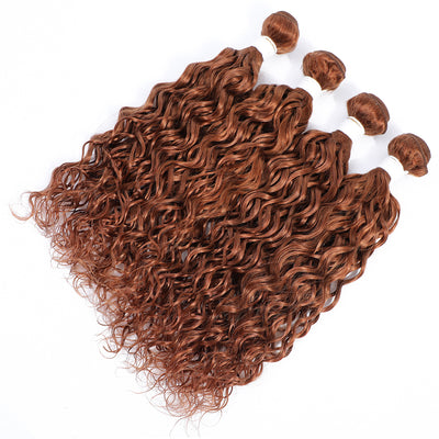 Kemy Hair  Light Brown Water Wave Four Human Hair Bundles