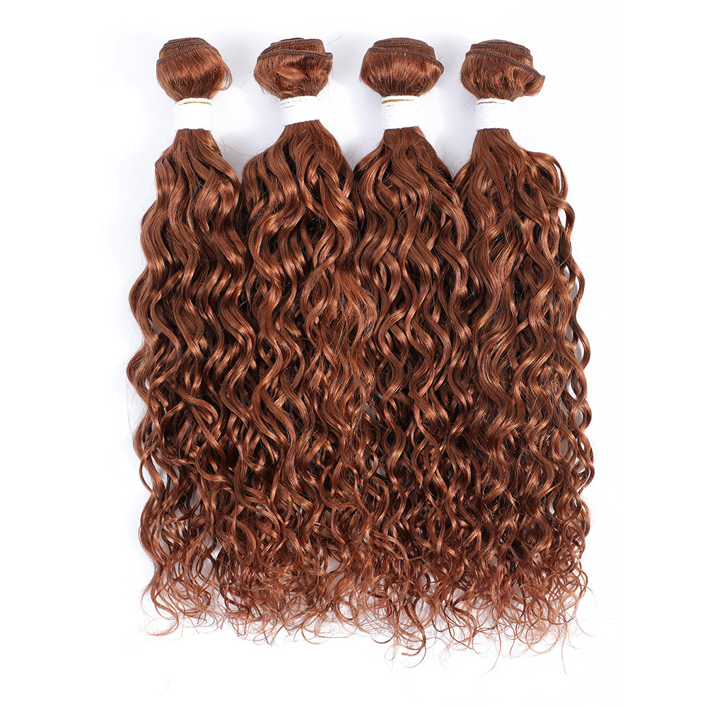 Kemy Hair  Light Brown Water Wave Four Human Hair Bundles