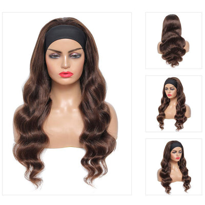Kemy Hair Body Wave Human Hair Headband Wig Medium Brown (16''-28'')(4) - Kemy Hair