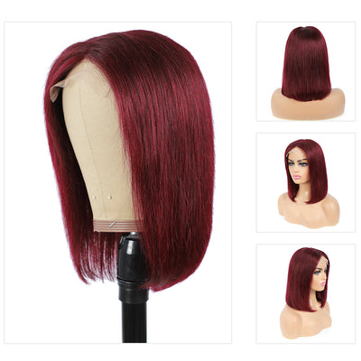 Kemy Hair Custom 99j Burgundy Bob Human Hair 4x4 Lace Closure wigs