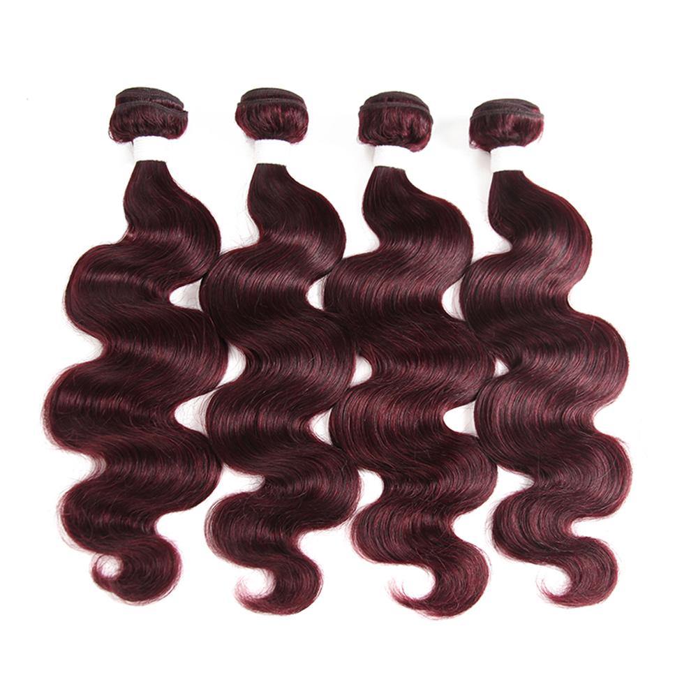 Kemy Hair 99j burgundy Body Wave Four Human Hair Bundles