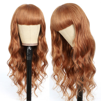 Kemy Hair Light Brown Body Wave Human Hair Wigs with Bang(14''-28'')(30#)