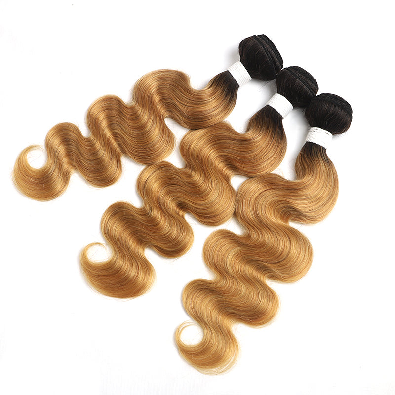 Ombre 27 Body Wave Three Human Hair Bundles 8''-26'' (4249214976070)