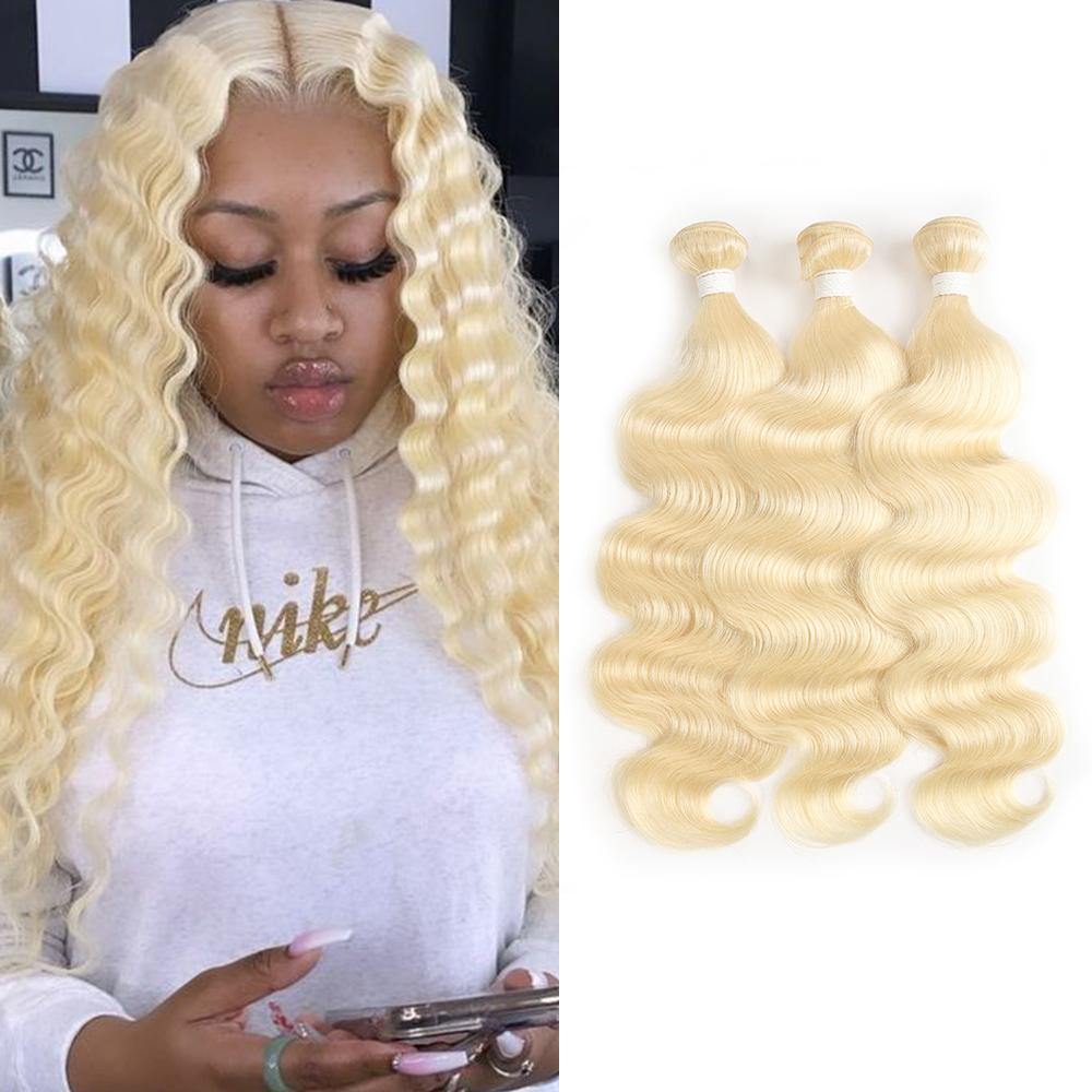 613 Blond Body Wave Remy Three Human Hair Bundles 8''-26'' - Kemy Hair