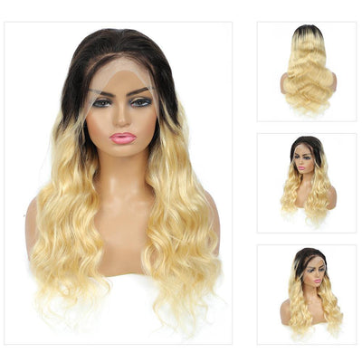 Kemy Hair Custom ombre 613 Body wave Human Hair 13X4 Lace Front wigs 16''-28'' - Kemy Hair