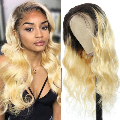 Kemy Hair Custom ombre 613 Body wave Human Hair 13X4 Lace Front wigs 16''-28'' - Kemy Hair